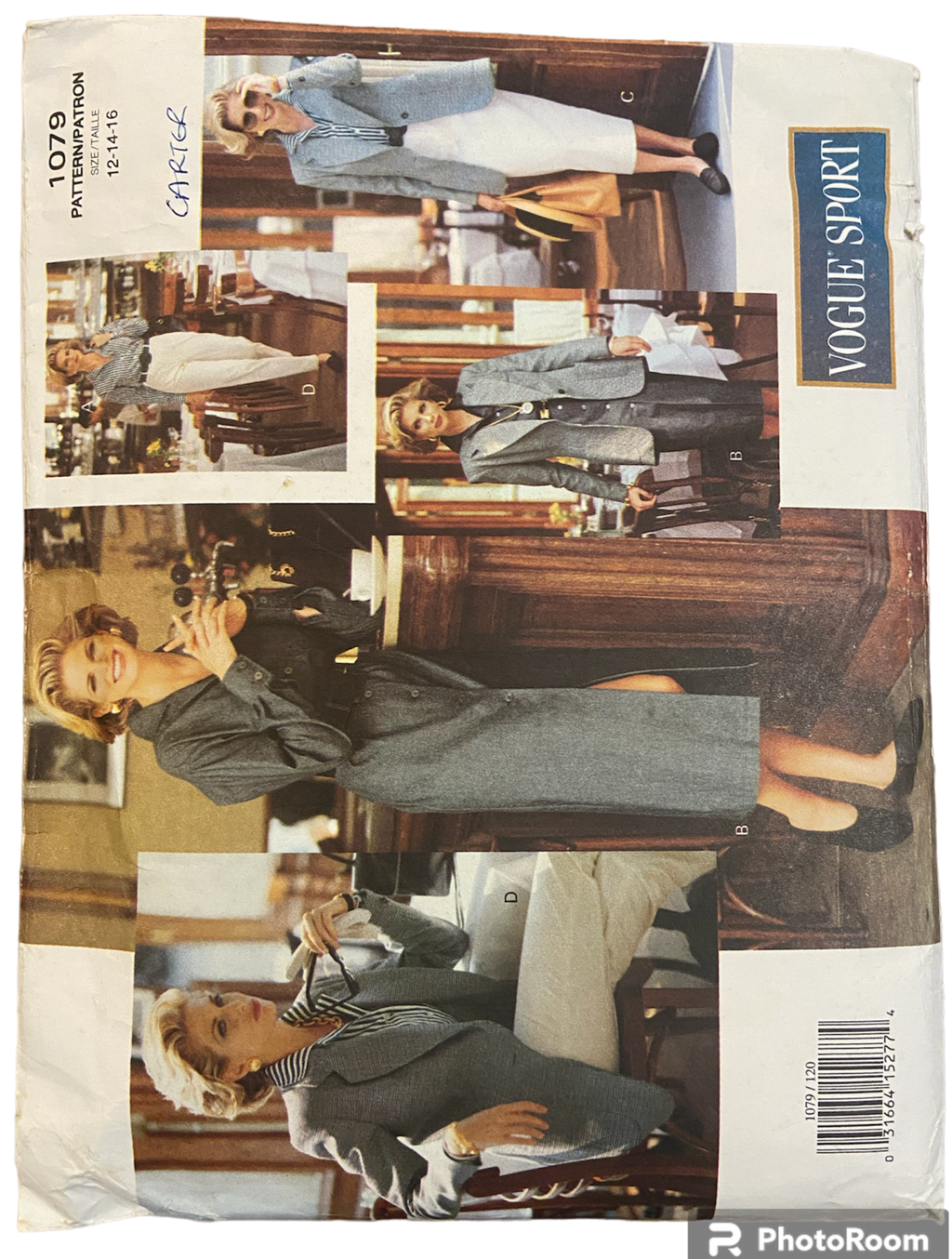 Vogue 1079 Vogue Sport 1990s dress, shirt, skirt and pants sewing pattern Dress, shirt Bust 34, 36 inches remainder of garments Bust 34, 36, 38 inches