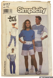 Simplicity 9117 vintage 1980s misses, men's or teen boys' pants, shorts and top sewing pattern. Chest/bust 46-48 inches