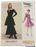 Vogue 2212. Vintage 1980s dress sewing pattern. Vogue Paris original. Nina Ricci. Bust 34, 36, 38 inches