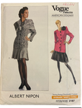 Vogue 2187 vintage 1980s Vogue American Designer Albert Nipon top, scarf and skirt sewing pattern Bust 30.5, 31.5, 32.5 inches.