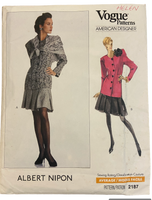 Vogue 2187 vintage 1980s Vogue American Designer Albert Nipon top, scarf and skirt sewing pattern Bust 30.5, 31.5, 32.5 inches.