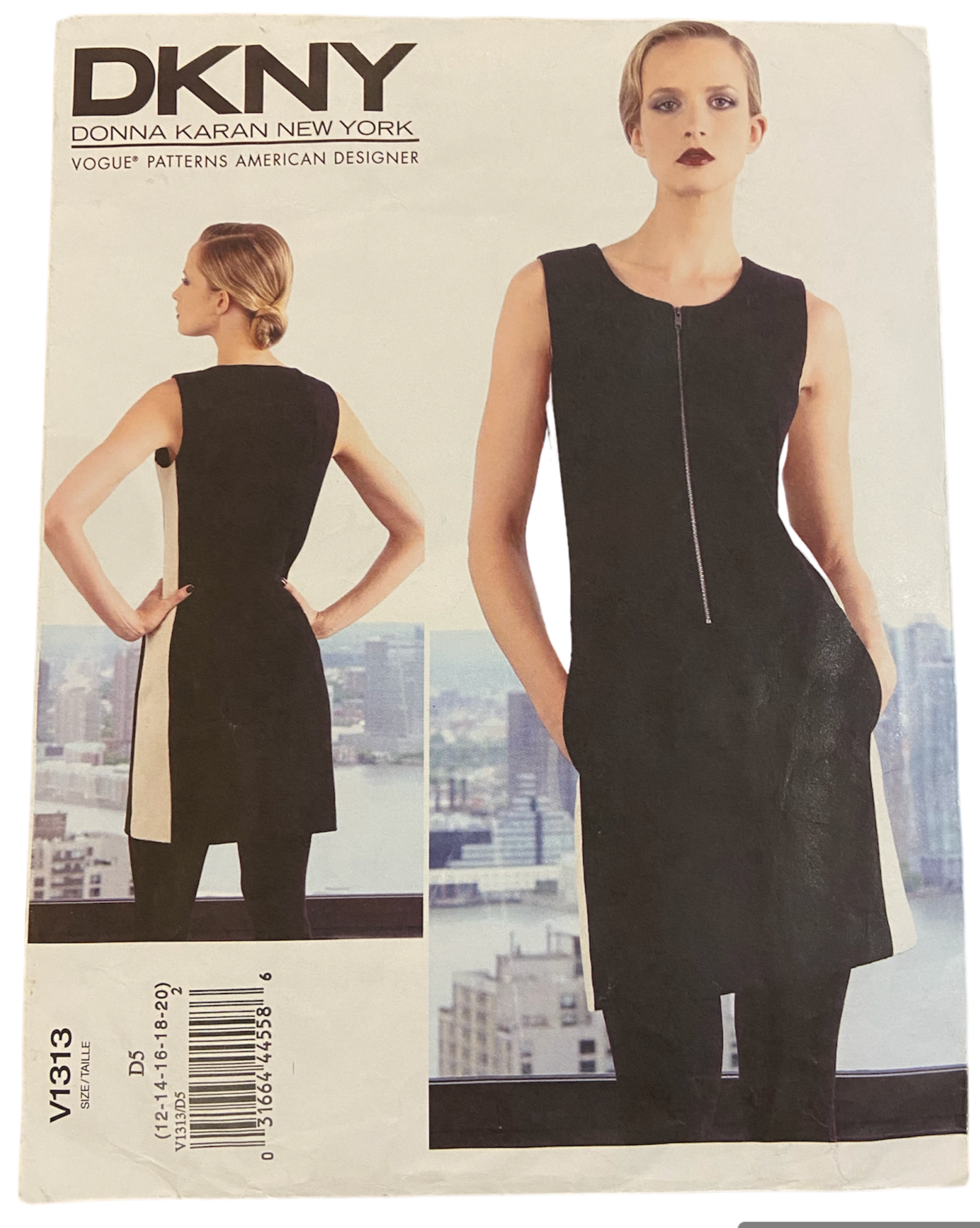 Vogue American Designer v1313 DKNY Donna Karan New York vintage 2000s dress sewing pattern. Bust 34-42 inches