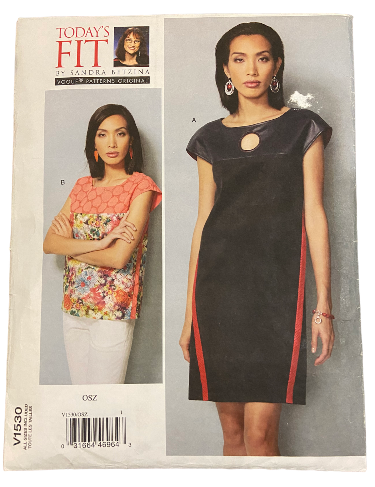 Vogue v1530 vintage 2000s Today's Fit by Sandra Betzina top and dress sewing pattern. Multisize pattern