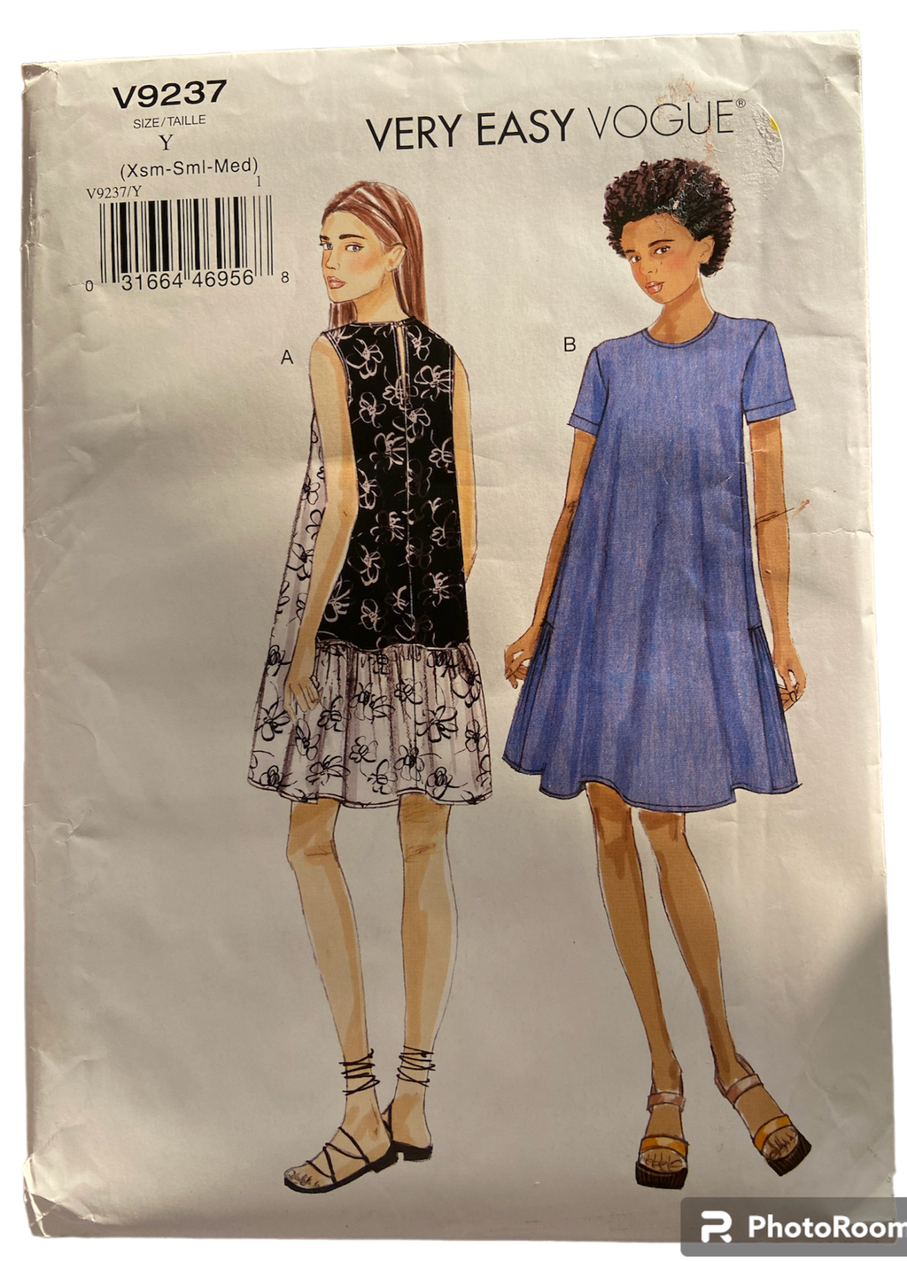 Vogue v9237 dress sewing pattern. Bust 29.5, 30.5, 31.5, 32.5, 34, 36 inches