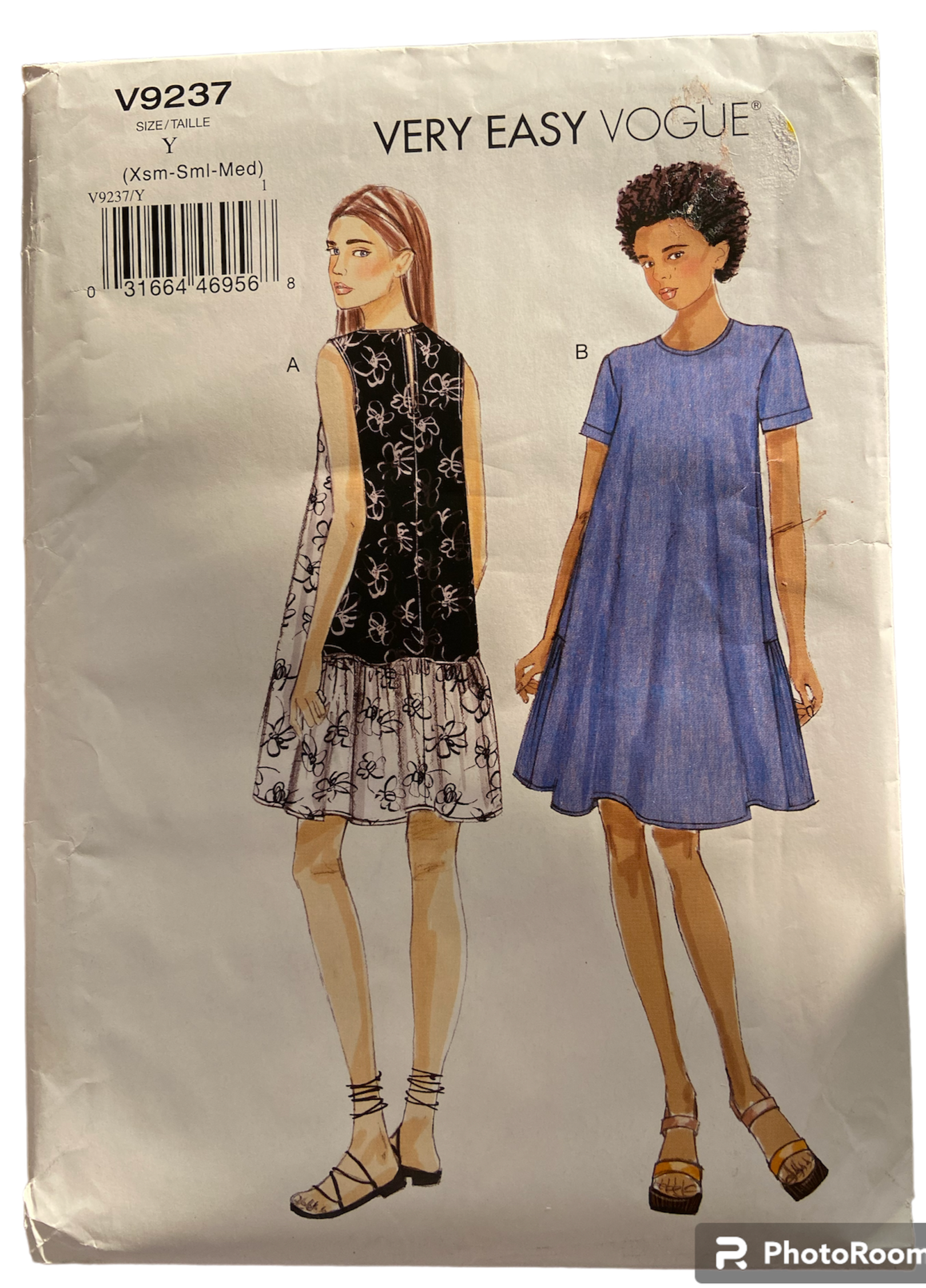 Vogue v9237 dress sewing pattern. Bust 29.5, 30.5, 31.5, 32.5, 34, 36 inches