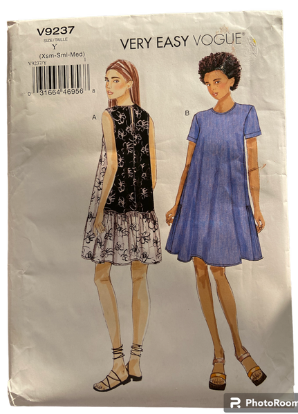 Vogue v9237 dress sewing pattern. Bust 29.5, 30.5, 31.5, 32.5, 34, 36 inches
