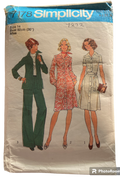 Simplicity 7178 vintage 1970s dress, pants and jacket sewing pattern. Bust 36 inches.
