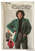 Simplicity 7700 vintage 1980s jacket pattern.  Bust 40 inches