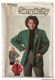 Simplicity 7700 vintage 1980s jacket pattern.  Bust 40 inches