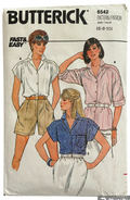 Butterick 6542 vintage 1980s blouse sewing pattern. Bust 30.5, 31.5,32.5 inches