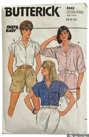 Butterick 6542 vintage 1980s blouse sewing pattern. Bust 30.5, 31.5,32.5 inches
