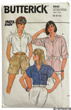 Butterick 6542 vintage 1980s blouse sewing pattern. Bust 30.5, 31.5,32.5 inches