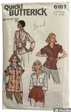 Butterick 6187 vintage 1980s blouse sewing pattern. Bust 32.5 inches