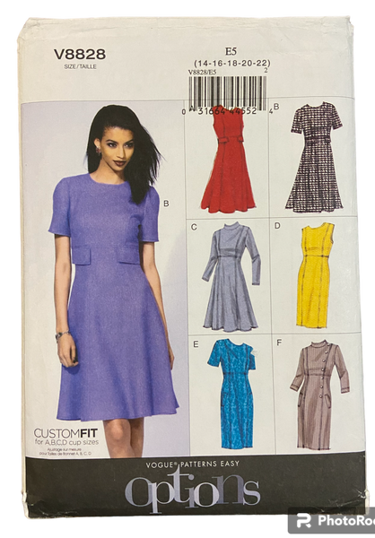 Vogue v8828 Easy Options dress sewing pattern from 2012 Bust 36 - 44 inches