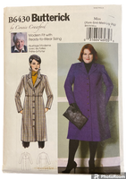 Butterick B6430 Connie Crawford coat sewing pattern from 2016 Bust 34 - 45 inches