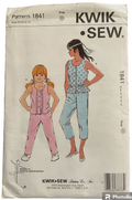 Kwik Sew 1841 Kerstin Martensson vintage 1980s girls' pants and tops sewing pattern. Chest 27-32 inches inches