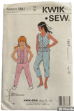 Kwik Sew 1841 Kerstin Martensson vintage 1980s girls' pants and tops sewing pattern. Chest 27-32 inches inches