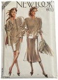 New Look 6010 Vintage 1980s skirt and top sewing pattern for stretch knit fabrics. Bust 31.5-40 inches