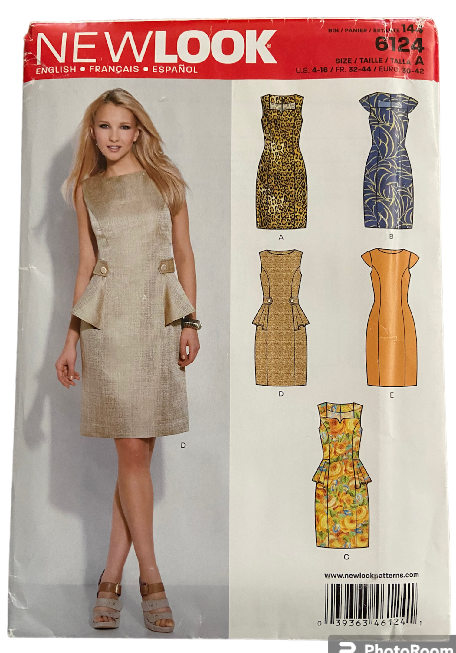 New Look dress sewing pattern from 2012. Bust 29.5- 38 inches