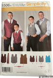 Simplicity 1506A men's and boy's ties and vest sewing pattern from 2013. Husky boy's and big men's sizes