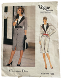 Vintage 1980s Vogue Paris Original 1296 Christian Dior dress sewing pattern Bust 31.5 inches.
