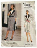 Vintage 1980s Vogue Paris Original 1296 Christian Dior dress sewing pattern Bust 31.5 inches.