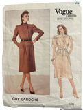 Vintage 1980s Vogue 1184 Paris Original Guy Laroche dress sewing pattern Bust 34 inches.