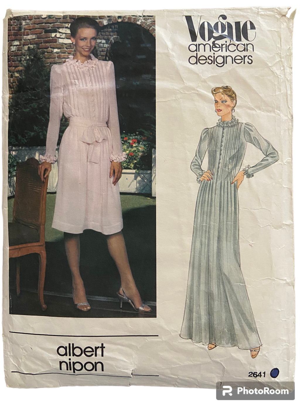 Vogue 2641 vintage dress sewing pattern American Designers Albert Nipon Bust 32.5 inches.