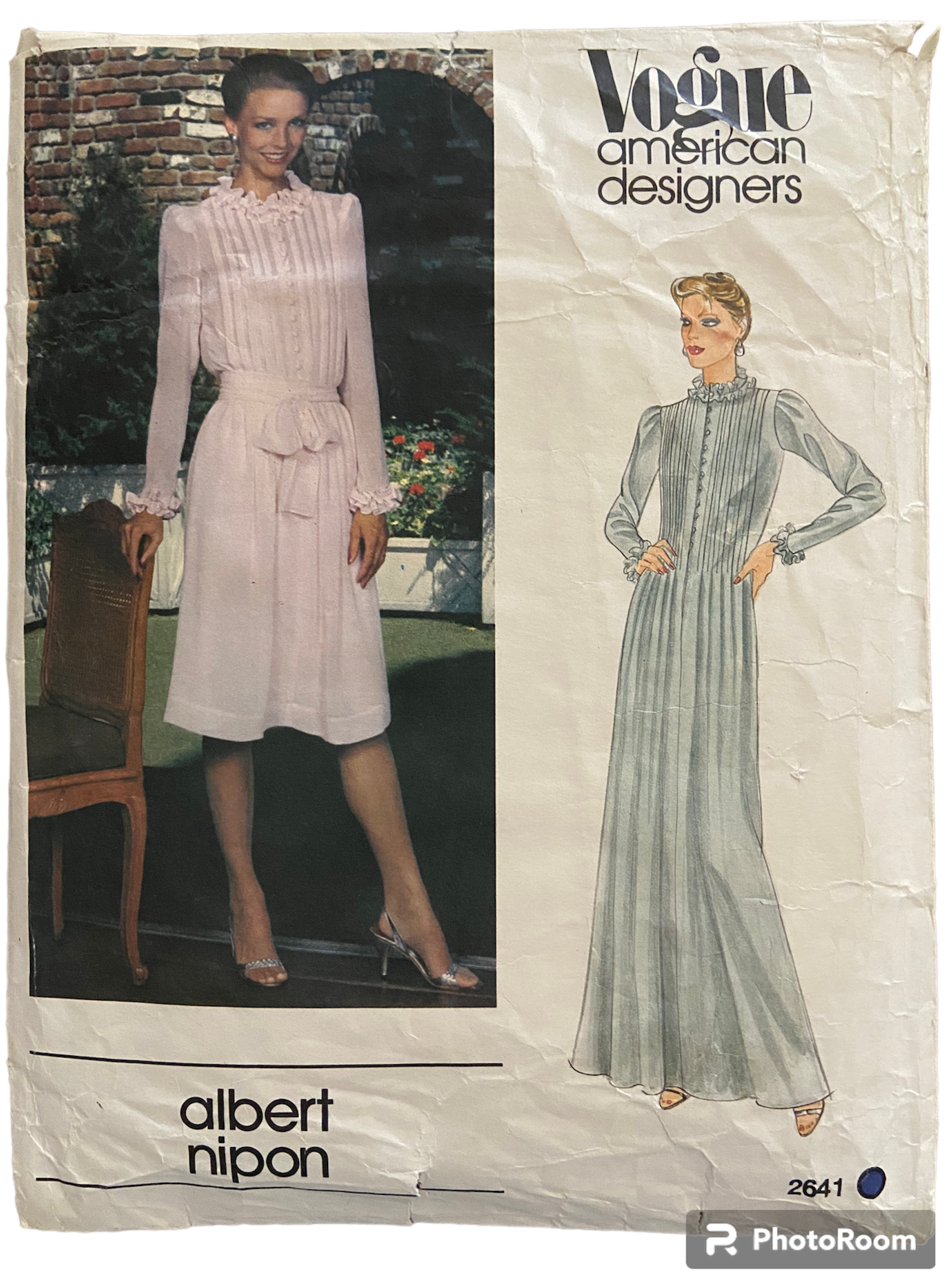 Vogue 2641 vintage dress sewing pattern American Designers Albert Nipon Bust 32.5 inches.