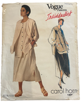 Vintage 1980s Vogue Individualist 1409 Carol Horn jacket and skirt sewing pattern. Bust 30.5inches.