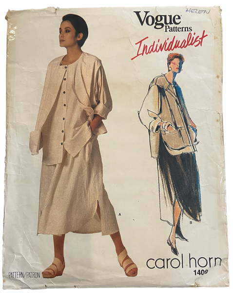 Vintage 1980s Vogue Individualist 1409 Carol Horn jacket and skirt sewing pattern. Bust 30.5inches.
