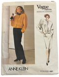Vintage 1980s VogueAmerican Designer Anne Klein jacket, pants and skirt sewing pattern. Bust 32.5 inches.