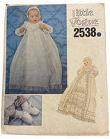 Vogue 2538 little vogue vintage 1980s christening dress and slip, bonnet and shoes sewing pattern