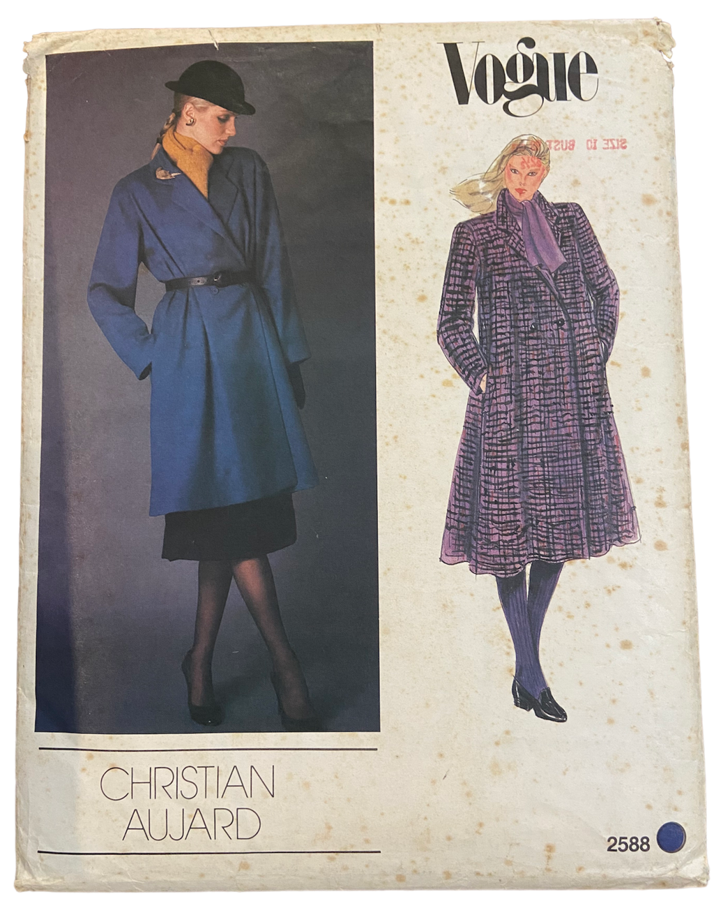 Vintage 1980s Vogue Designer Original 2588 Christian Aujard coat and skirt sewing pattern. Bust 32.5 inches.