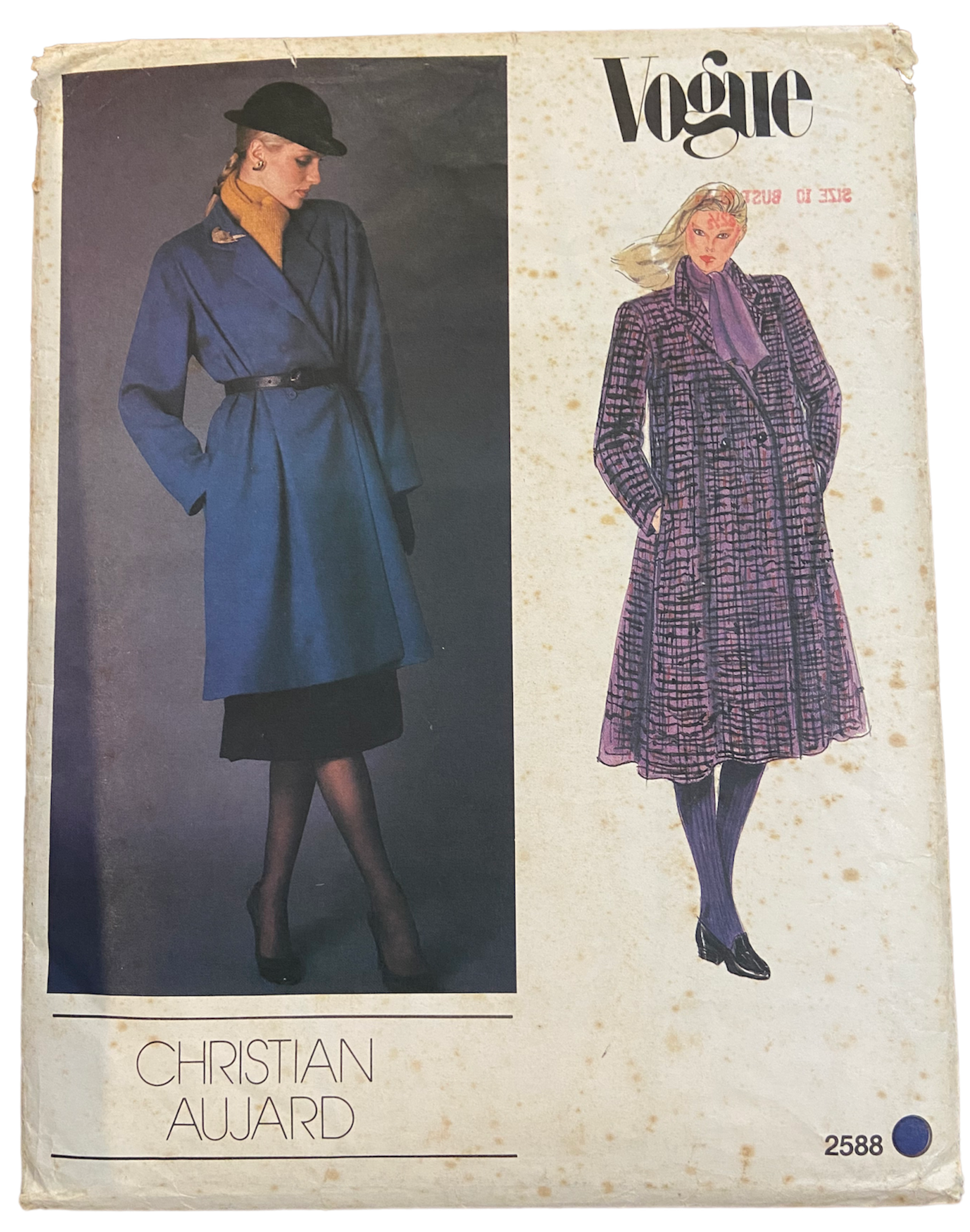 Vintage 1980s Vogue Designer Original 2588 Christian Aujard coat and skirt sewing pattern. Bust 32.5 inches.