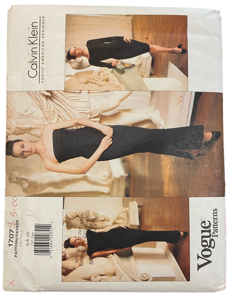Vogue 1707 Vogue American Designer Calvin Klein dress sewing pattern WOUNDED BARGAIN Bust 34, 36 inches