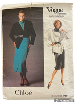 Vogue 1786 vintage 1980s Vogue Paris Original Chloe jacket, top and skirt sewing pattern Bust 32.5 inches