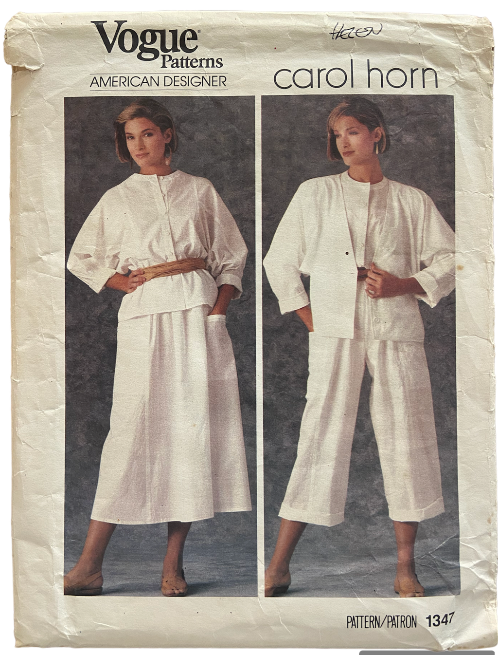 Vogue 1347 vintage 1980s Vogue American Designer Carol Horn jacket, blouse, skirt and pants sewing pattern Bust 32.5 inches
