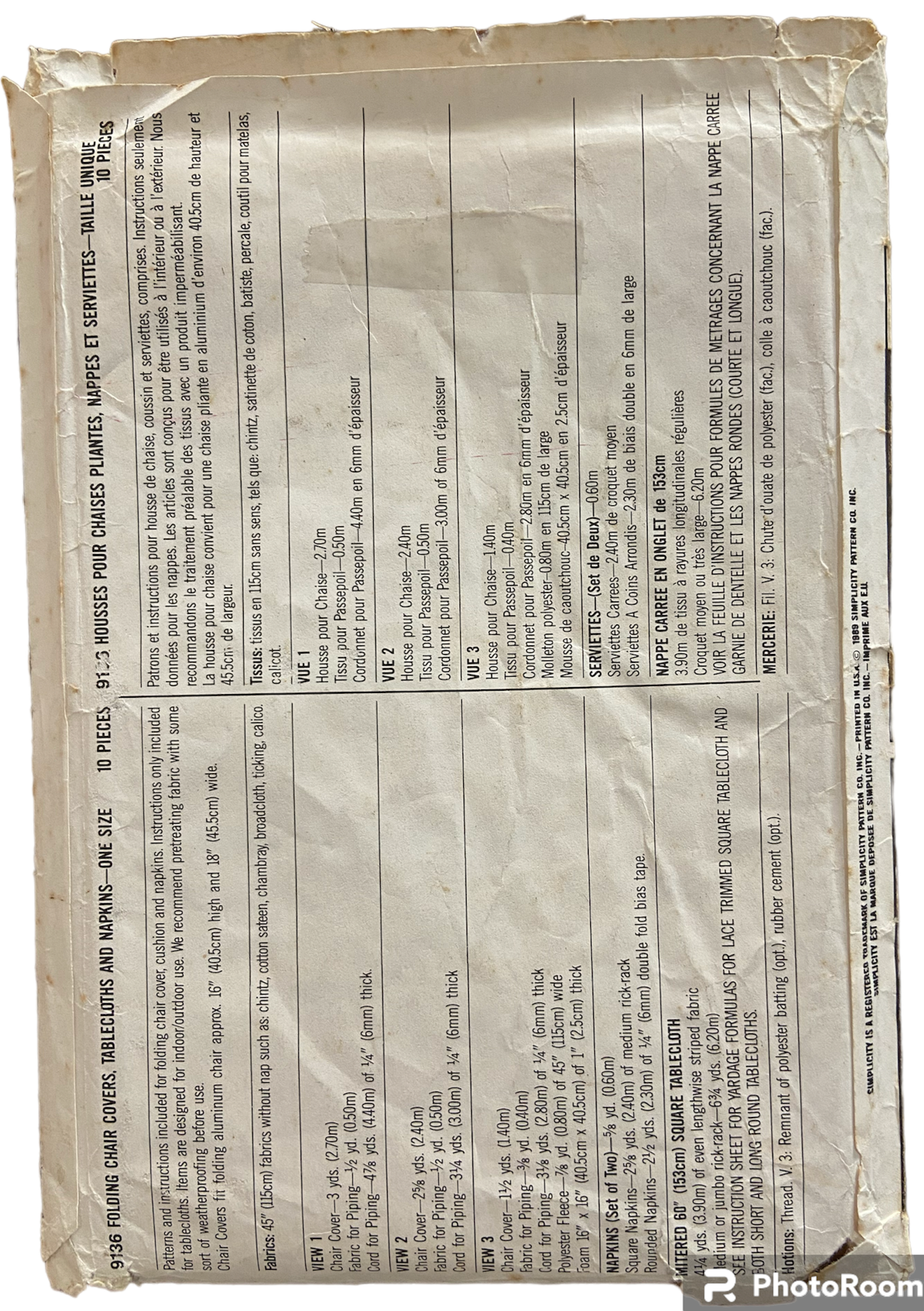 Simplicity 9136 vintage 1980s Garden Party accessories craft sewing pattern