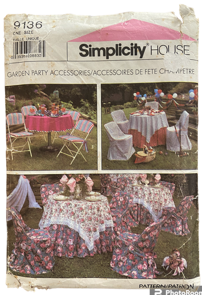 Simplicity 9136 vintage 1980s Garden Party accessories craft sewing pattern
