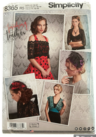 Simplicity 8365 vintage style fashion accessories cover-ups, fascinator and hat sewing pattern
