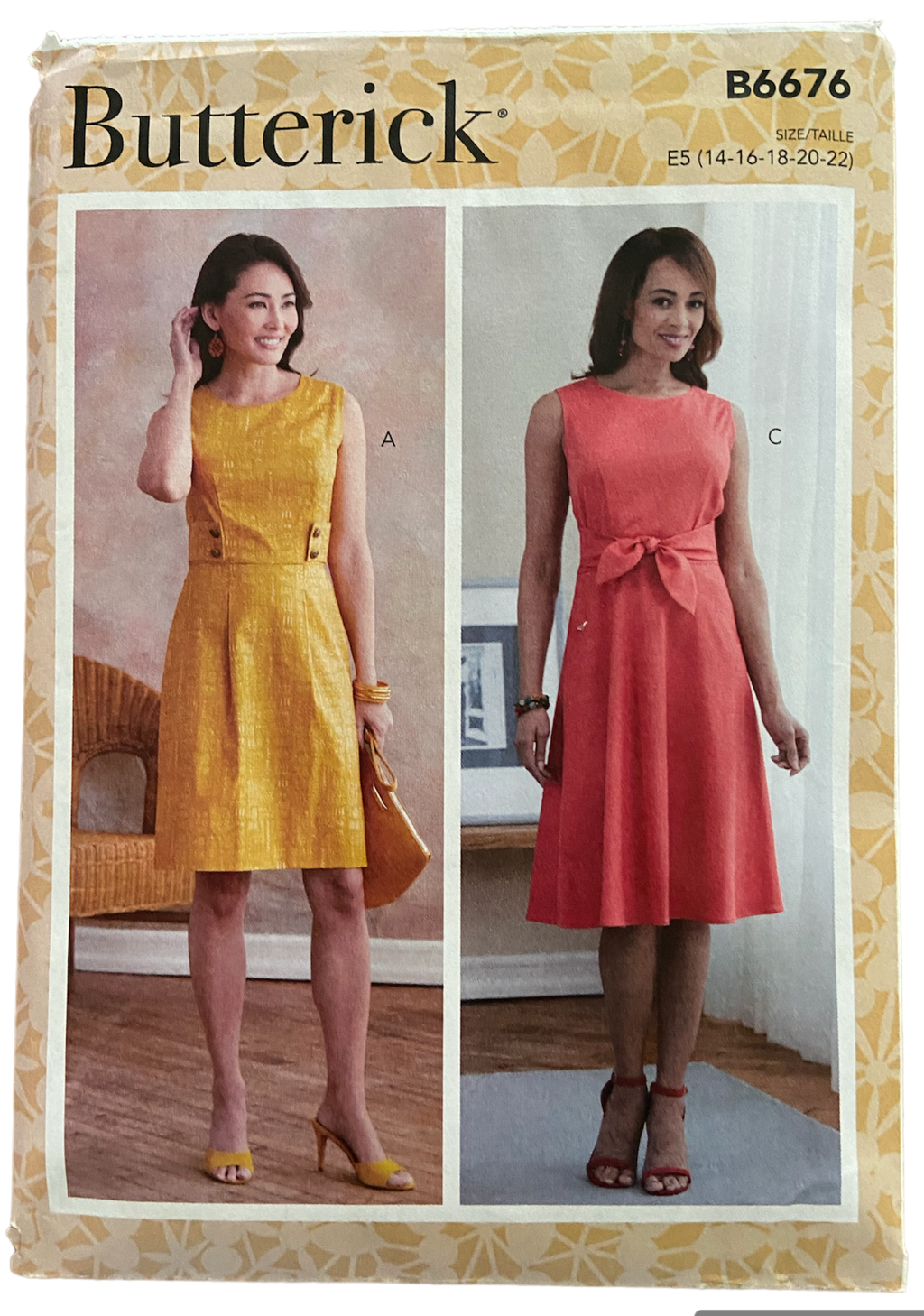 Butterick B6676 vintage 2000s dress sewing pattern. Bust 36, 38, 40, 42, 44 inches