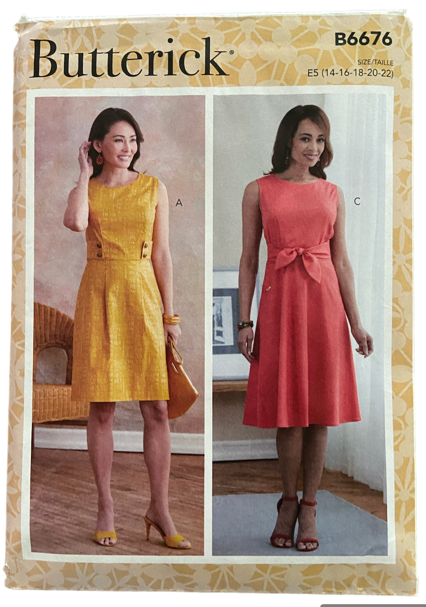 Butterick B6676 vintage 2000s dress sewing pattern. Bust 36, 38, 40, 42, 44 inches