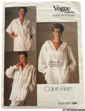 Vogue 1509 vintage 1980s designer Calvin Klein shirt sewing pattern  Bust 34 inches