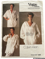 Vogue 1509 vintage 1980s designer Calvin Klein shirt sewing pattern  Bust 34 inches