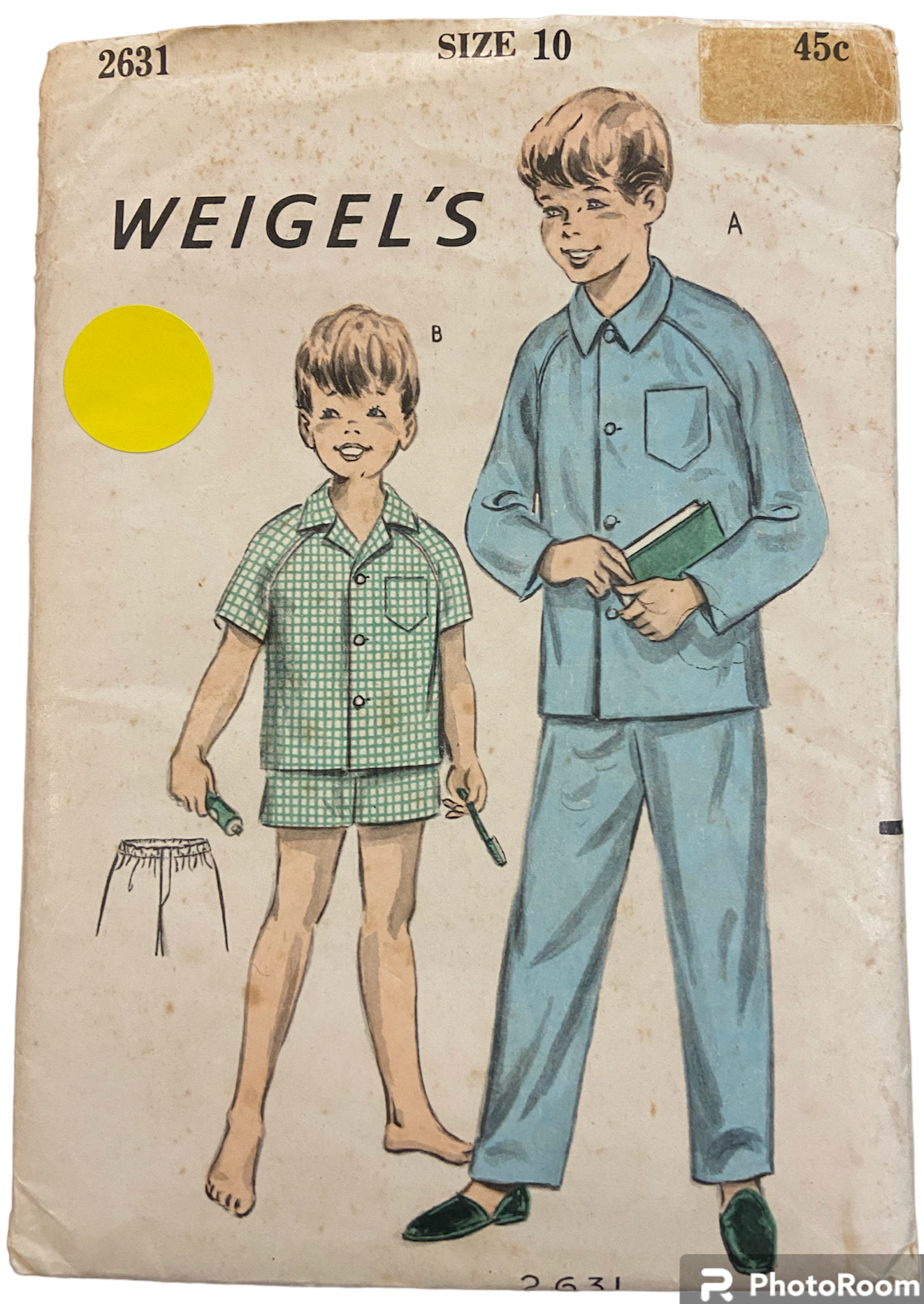 Weigel's 2631 vintage 1960s child's pyjamas sewing pattern. Size 10 years