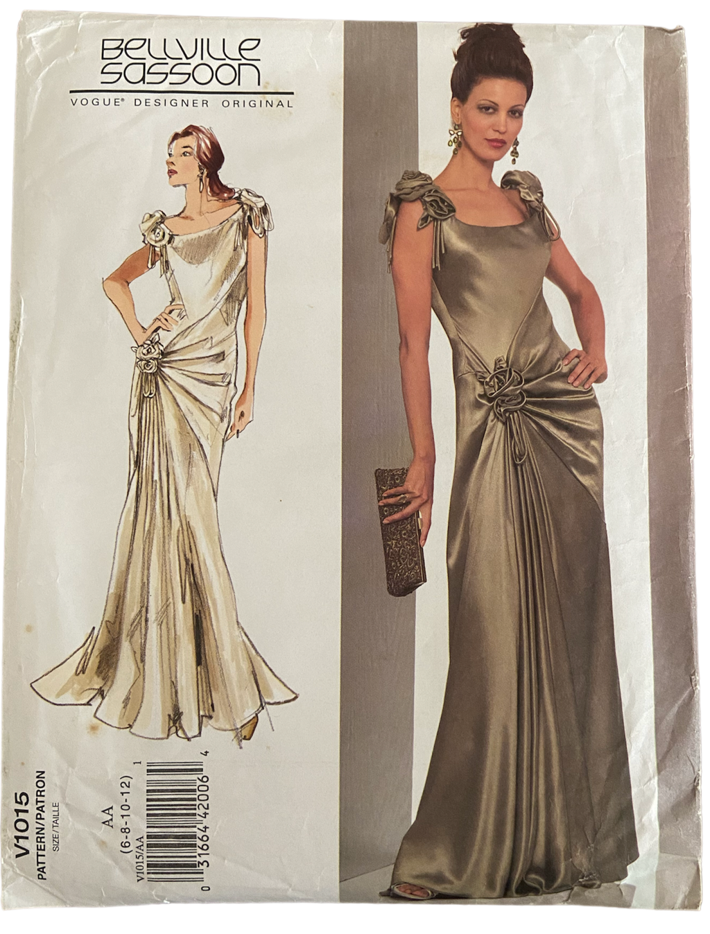 Vogue v1015 vintage 2000s Bellville Sassoon dress sewing pattern. Bust 30.5, 31.5, 32.5, 34 inches