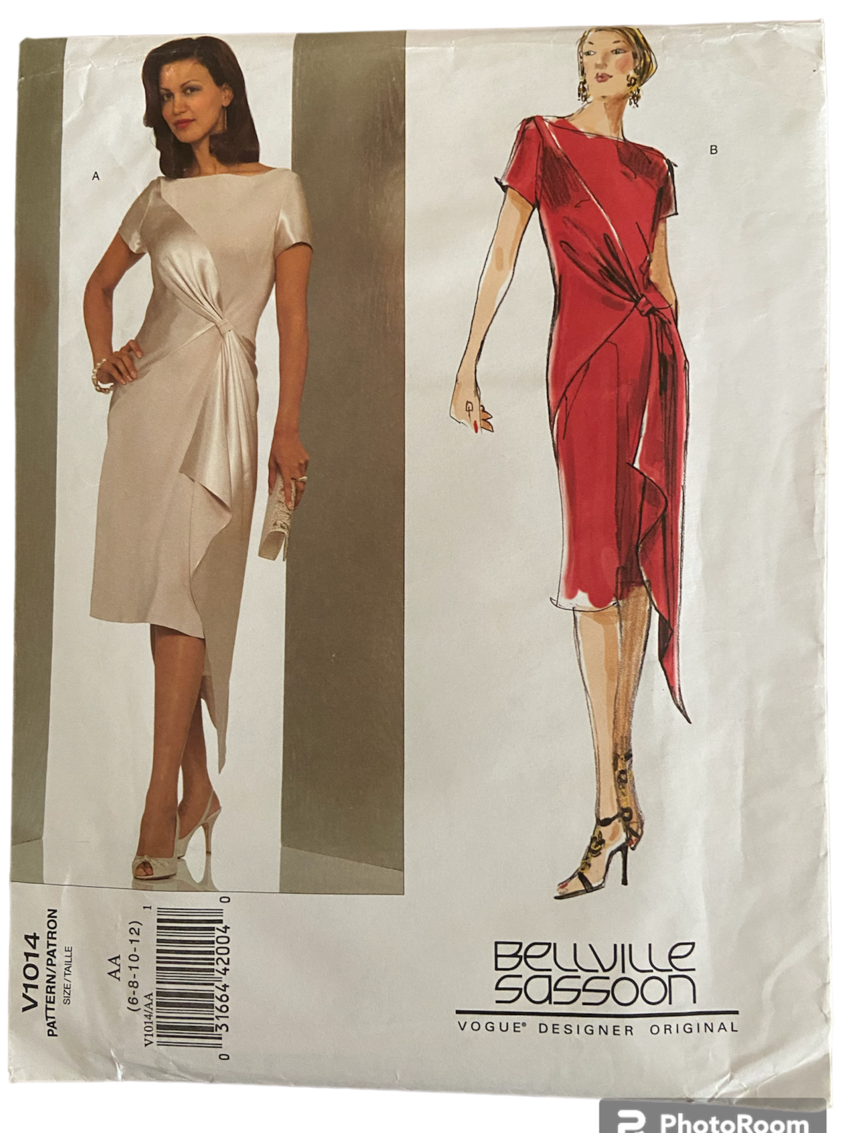 Copy of Vogue v1014 vintage 2000s Bellville Sassoon dress sewing pattern. Bust 30.5, 31.5, 32.5, 34 inches