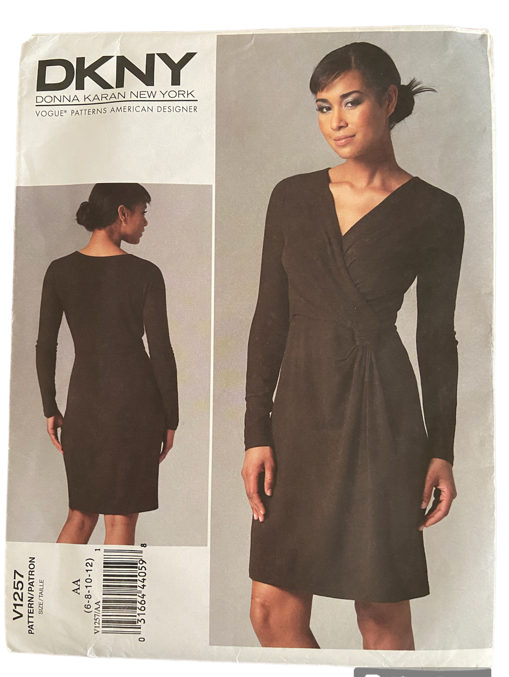 Vogue v1257 vintage 2000s Donna Karan wrap dress pattern Bust 30.5, 31.5, 32.5, 34 inches