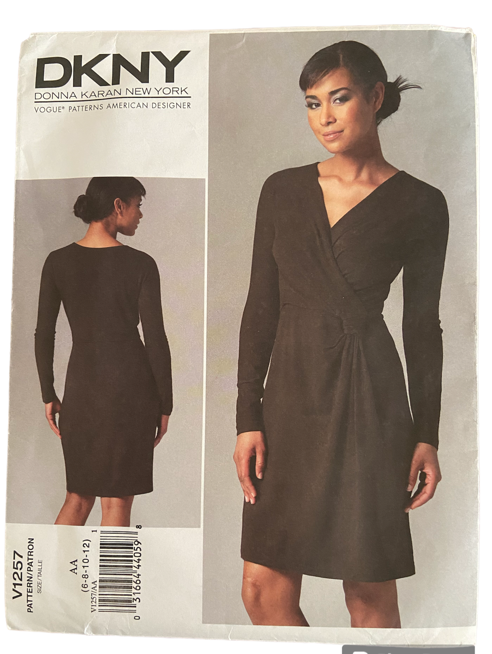 Vogue v1257 vintage 2000s Donna Karan wrap dress pattern Bust 30.5, 31.5, 32.5, 34 inches
